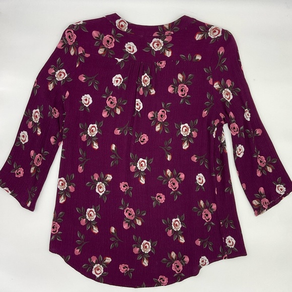 Monday Fun 3/4 Sleeve Purple Blouse, M - Picture 6 of 6